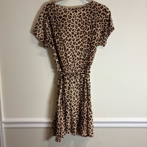 REBECCA TAYLOR  Leopard Linen Jersey T Shirt Dress Size Medium - Picture 9 of 12